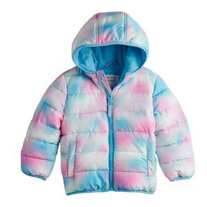 Baby Toddler Girls PInk Blue Tie Dye Hooded Coat Jumping Beans Jacket 18 Months